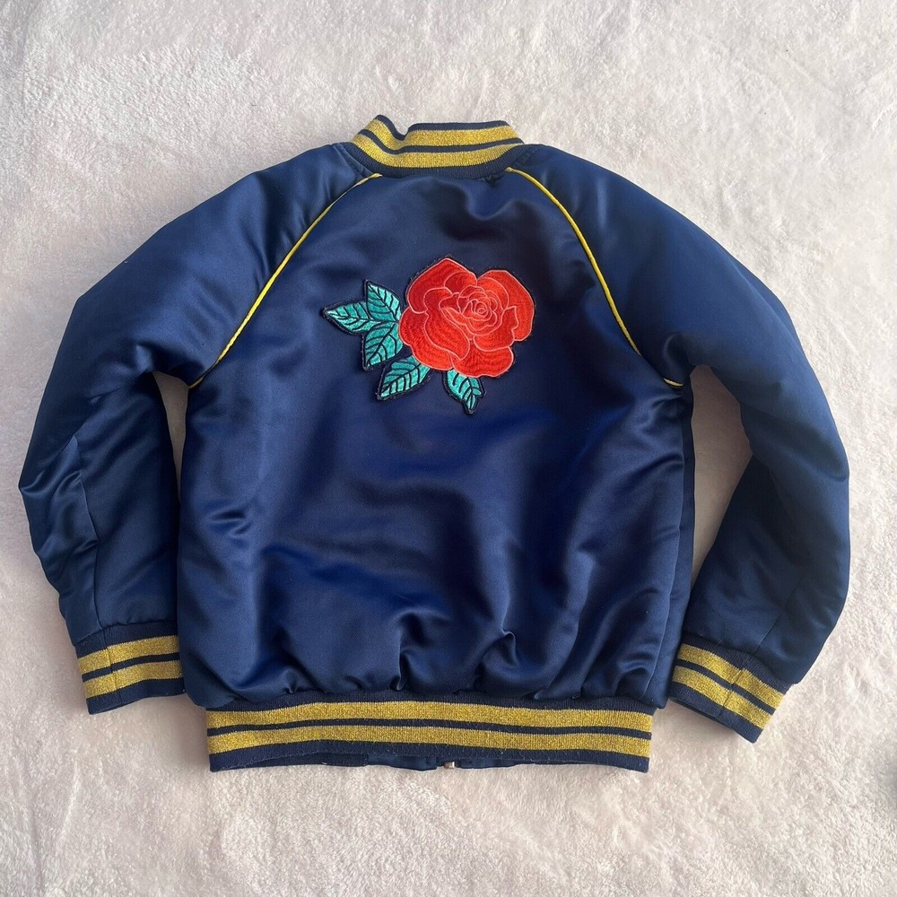 Disney Princess Beauty & the Beast Belle Kids Satin Bomber Jacket Girls‎ Small - Picture 2 of 9